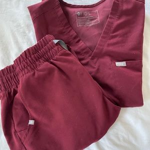FIGS Women’s Catrina One Pocket Scrub Top L & Zamora High Waisted Scrub Pants L